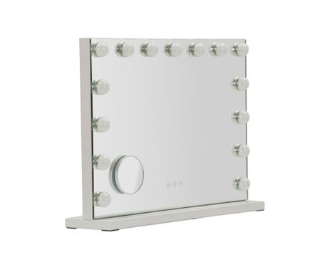 Led podno ogledalo hollywood cm 55x14x43 (malo okruglo ogledalo vel. ø 9 cm) (3 boje svjetla)