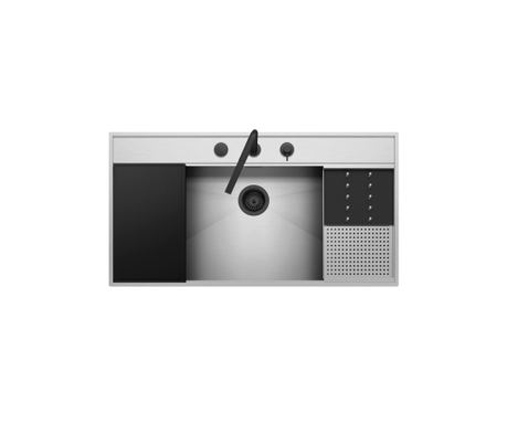 Chiuvetă de bucătărie cu baterie inclusă și accesorii, Barazza, colecție Flexi, 105 x 56 cm, inox/negru