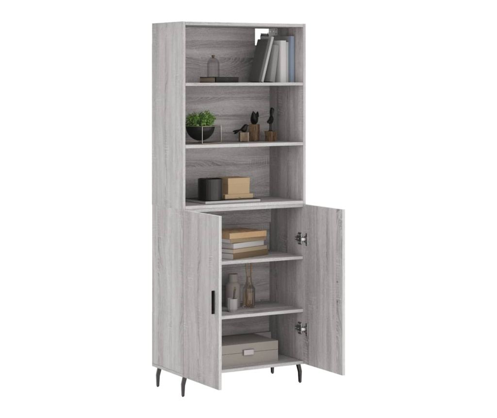 Visoki ormarić, sonoma siva, 69,5x34x180 cm, konstruirano drvo - 3