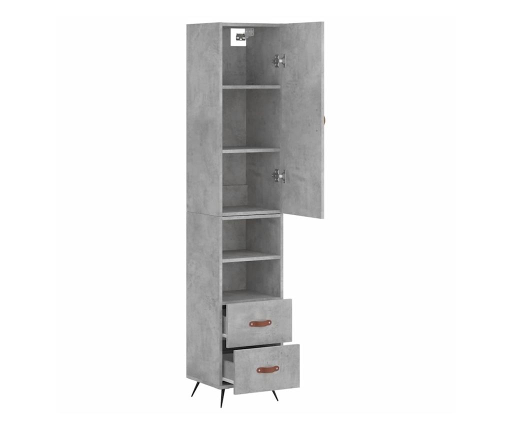 Visoki ormarić, betonsko siva, 34,5x34x180 cm, konstruirano drvo - 4