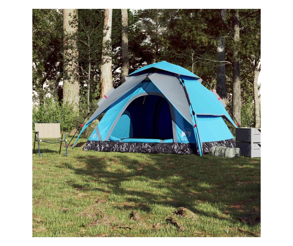 Kempingový stan kupole pro 5 osob modrý rychloupínací - 3