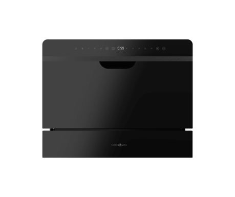 Beépíthető mini mosogatógép, Cecotec, Bolero Aguazero 2500 S-BI Black Glass, 6 tányér, fekete