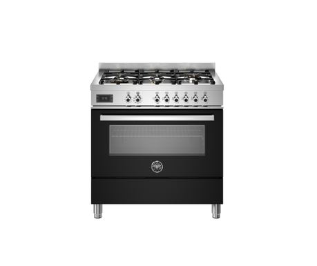 Aragaz pe gaz, Bertazzoni, 90 cm, 6 arzatoare, colecție Professional, negru