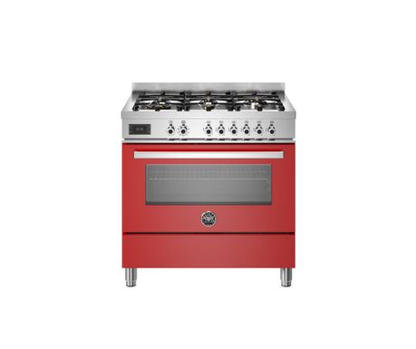 Aragaz pe gaz, Bertazzoni, 90 cm, 6 arzatoare, colecție Professional, roșu