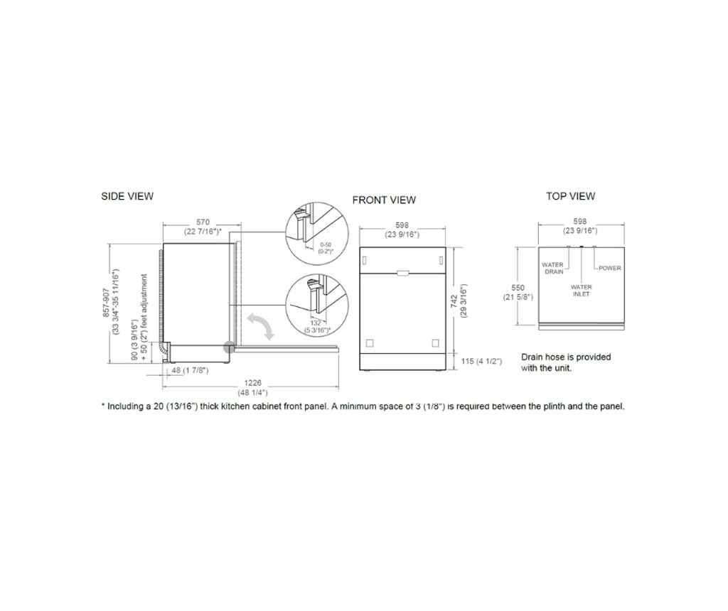 Masina de spalat vase incorporabila XXL, Bertazzoni, colectie Professional, 60 cm, 16 seturi, inox - 2