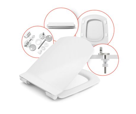Hamberger WC ülőke, Cersanit Carina Slim kompatibilis, Duroplast, Soft-Close, Antibakteriális, 435x356 mm