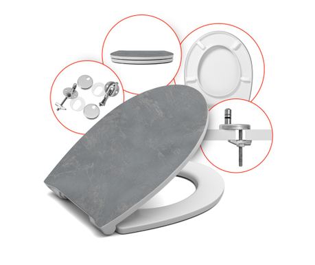 WC ülőke Hamberger, Duroplast, Soft-Close, Többszínű, Karcolásálló, Állítható rögzítés