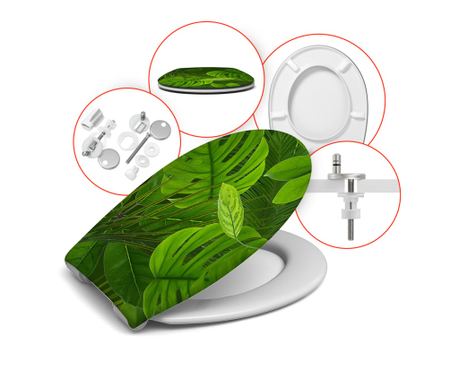Capac WC Hamberger Universal, Duroplast, Soft-Close, Antibacterian, Detasare rapidă, 45x36.5 cm