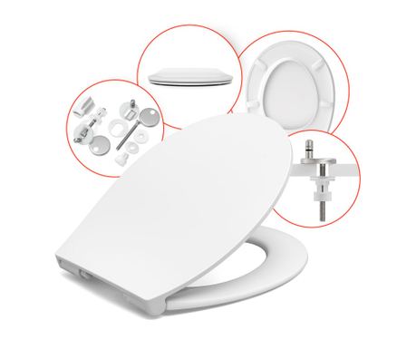 WC ülőke Hamburger Slim, kompatibilis Roca Victoria, Duroplast, Soft-Close, 44x36,5 cm, fehér
