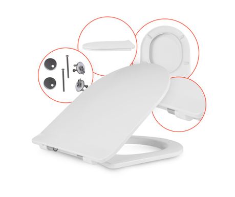 WC ülőke Koło Quattro Slim, Duroplast, Soft-Close, Antibakteriális, Levehető, 43,5x36,5 cm