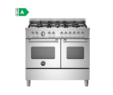 Aragaz pe gaz, Bertazzoni, 100 cm, 6 arzatoare, 2 cuptoare electrice, colecție Master, inox