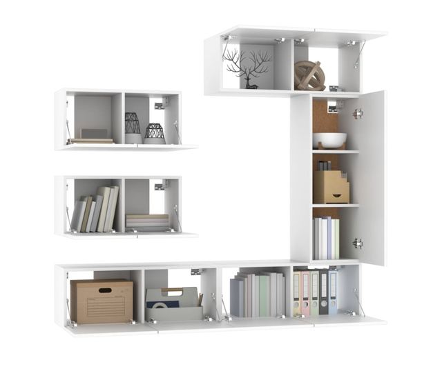 TV omarica set, 6 kosov, bela, iverna plošča