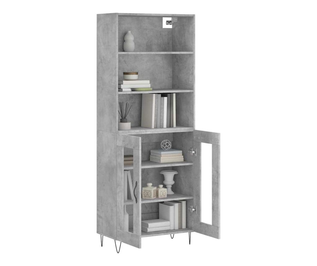 Visoki ormar, betonsko siva, 69,5x34x180 cm, kompozitno drvo - 3