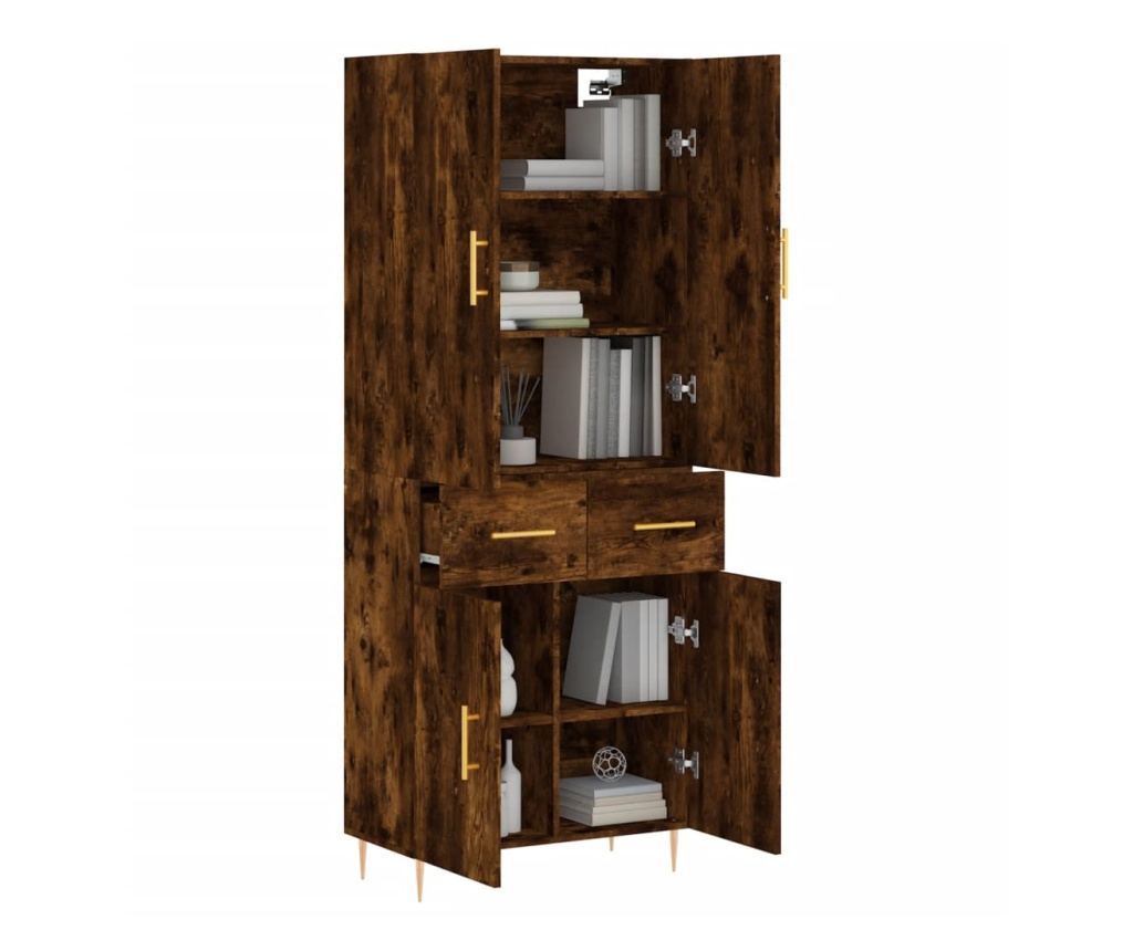 Visoki ormar, dimljeni hrast, 69,5x34x180 cm, kompozitno drvo - 3