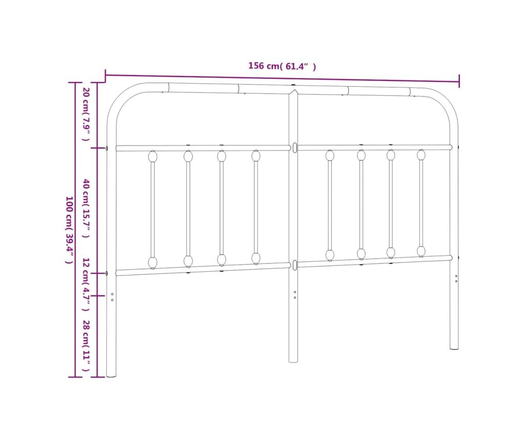Metalni uzglavlje za krevet, bijelo, 150 cm - 7