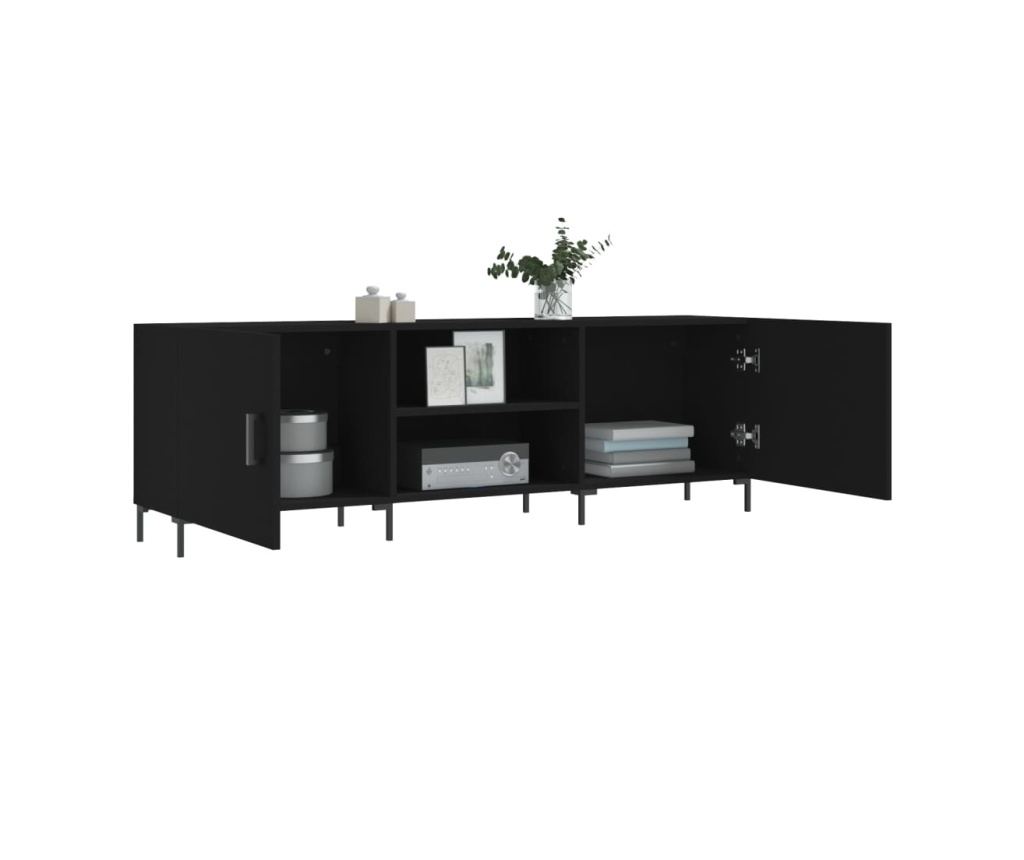 TV stalak, crni, 150x30x50 cm, kompozitno drvo - 4