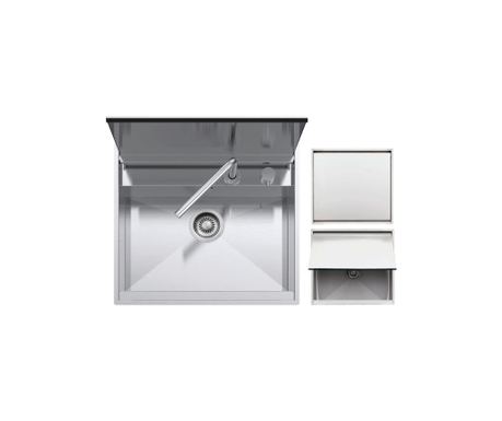 Chiuvetă de bucătărie cu baterie și capac incluse, Barazza, colecție Outdoor, 57 x 51 cm, inox