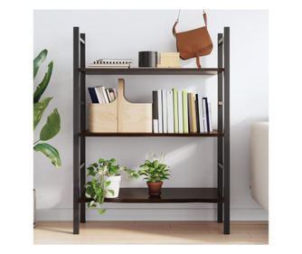 Σκούρο Γκρι Ράφι Τοίχου 80x60x2 εκ. από Μασίφ Ξύλο Δρυός με Επεξεργασία