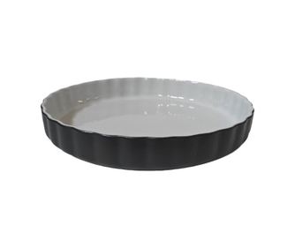 Vas termorezistent rotund, 28x4.5 cm, Alb/Gri