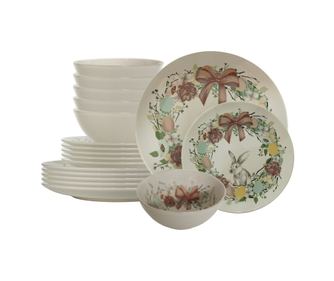 Set farfurii, 18 piese, Cesiro, Decor Iepuras de Paste