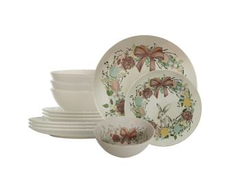 Set farfurii, 12 piese, Cesiro, Decor Iepuras de Paste