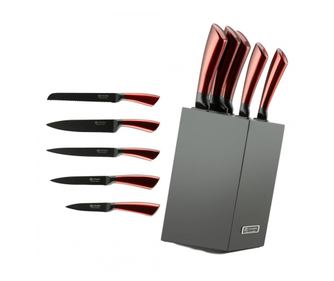 Комплект 5 бр ножове Edenberg EB-936, Карбонова стомана, Поставка, Червен