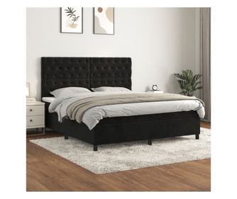 Boxspringová postel s matrací, černá, 160x200 cm, samet