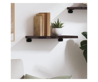 Polica za steno temno siva 40x20x2 cm masivni hrast obdelan