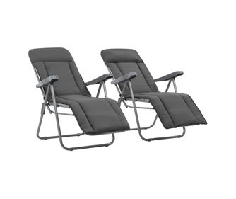 Scaune de grădină pliabile cu perne, 2 buc., gri