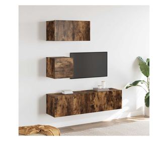 Set omar za TV, 4 kosi, dimljen hrast, obdelano leseno