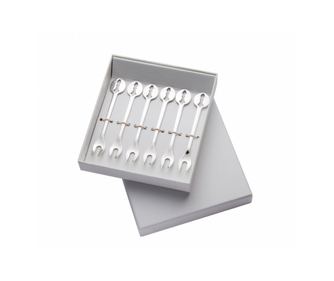 Set 6 furculite pentru aperitive, casa bugatti - kiss, argintiu