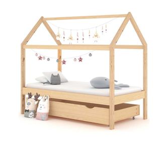 Rám postele pro děti, s jednou zásuvkou, 80x160 cm, masivní borovice