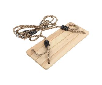 Leagan Mercaton cu Sfoara, pentru Copii, din Lemn, Dreptunghiular, Greutate Max 150 kg, + 3 Ani, 40 x 16.2 x 1.2 cm, Maro