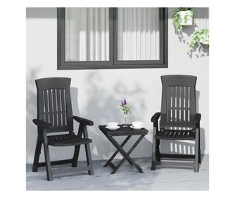 Scaune de grădină rabatabile, 2 buc., antracit, PP