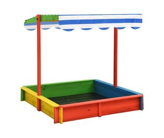 Cutie de nisip cu acoperiș ajustabil, multicolor lemn brad UV50