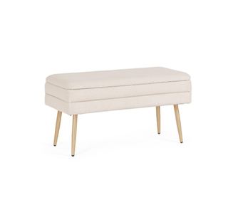 Olga klop za shranjevanje - tekstil, bela/naravno jeklo, 79,5x37,5x42cm