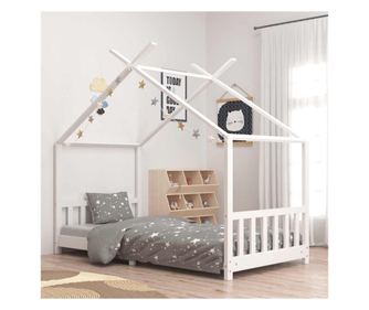 Rám postele pro děti, bílý, 90 x 200 cm, masivní borovicové dřevo