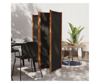 4 paneles fekete szobaelvlaszt, 280x180 cm