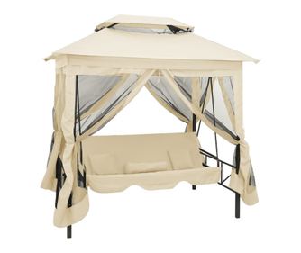 Výsuvná balkonová houpačka s baldachýnem, krémově bílá