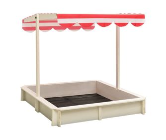 Pískoviště s nastavitelnou střechou, bílá/červená, jedlové dřevo, UV50