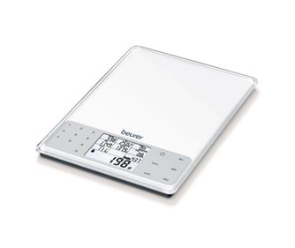 Кухненска везна Beurer DS 61, До 5 кг, ТАРА, Touch, Стъкло, Хранителен анализ на 950 храни, Памет, Прозрачен/сив