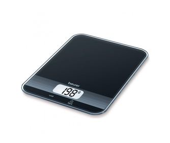 Кухненска везна Beurer KS 19 Black, До 5 кг, ТАРА, Сензорно управление, LCD, Стъкло, Ултратънка, Черен