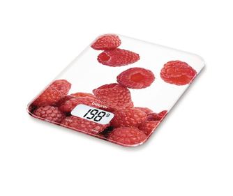 Кухненска везна Beurer KS 19 Berry, До 5 кг, ТАРА, Сензорно управление, LCD, Стъкло, Ултратънка, Червен
