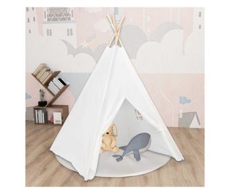 Dětský teepee stan s broskvovou taškou, bílý, 120x120x150 cm,
