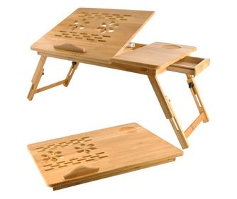 Τραπεζάκι για φορητό υπολογιστή από μπαμπού για κρεβάτι Δίσκος Βάση Πτυσσόμενο Ρυθμιζόμενο RUHHY