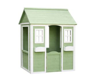 Dětský zahradní domeček GINGER HOME ze dřeva - Zelenobílý, 107x90x144 cm