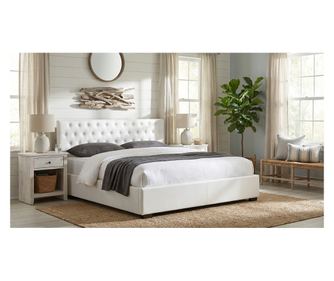 Спалня Dorlen с тапицерия от бяла еко кожа 180x200 см