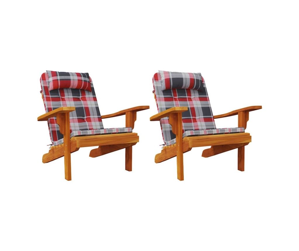 vidaXL Chair Cushions 2 pcs Red Check 58 x 77 x 4.5 cm