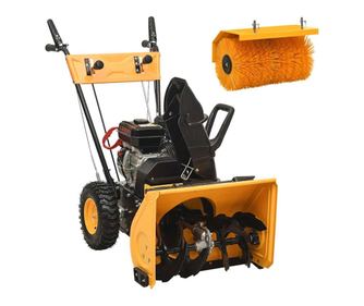 vidaXL Set freză de zăpadă cu mașină de măturat 4 în 1, benzină 6,5 CP