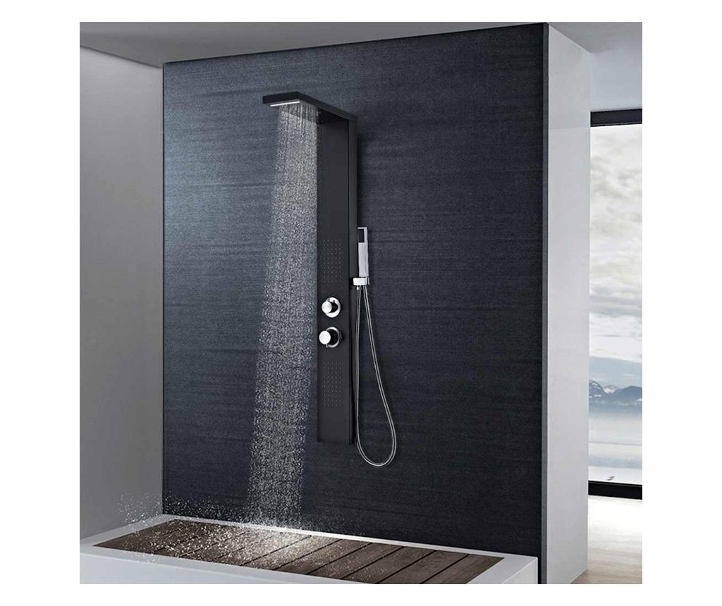 vidaXL Aluminum Shower Panel System, Matte Black
